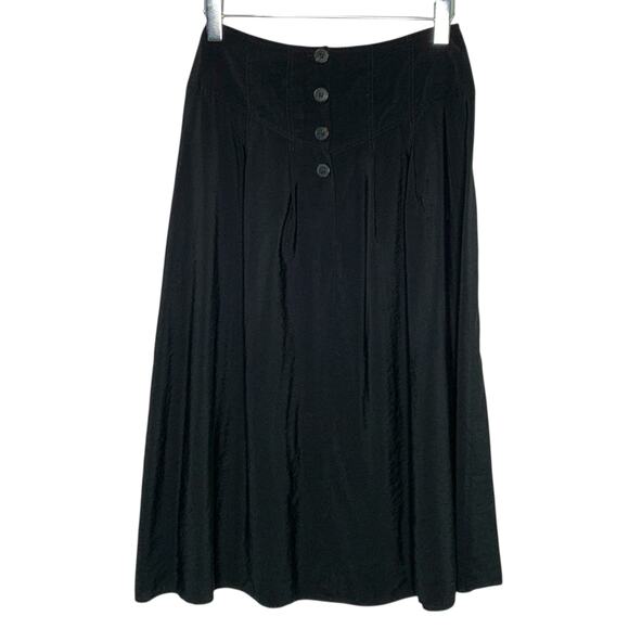 Whistles 6 Womens Black Midi Skirt 4 Button A Line Pleated Prairie - Picture 1 of 8